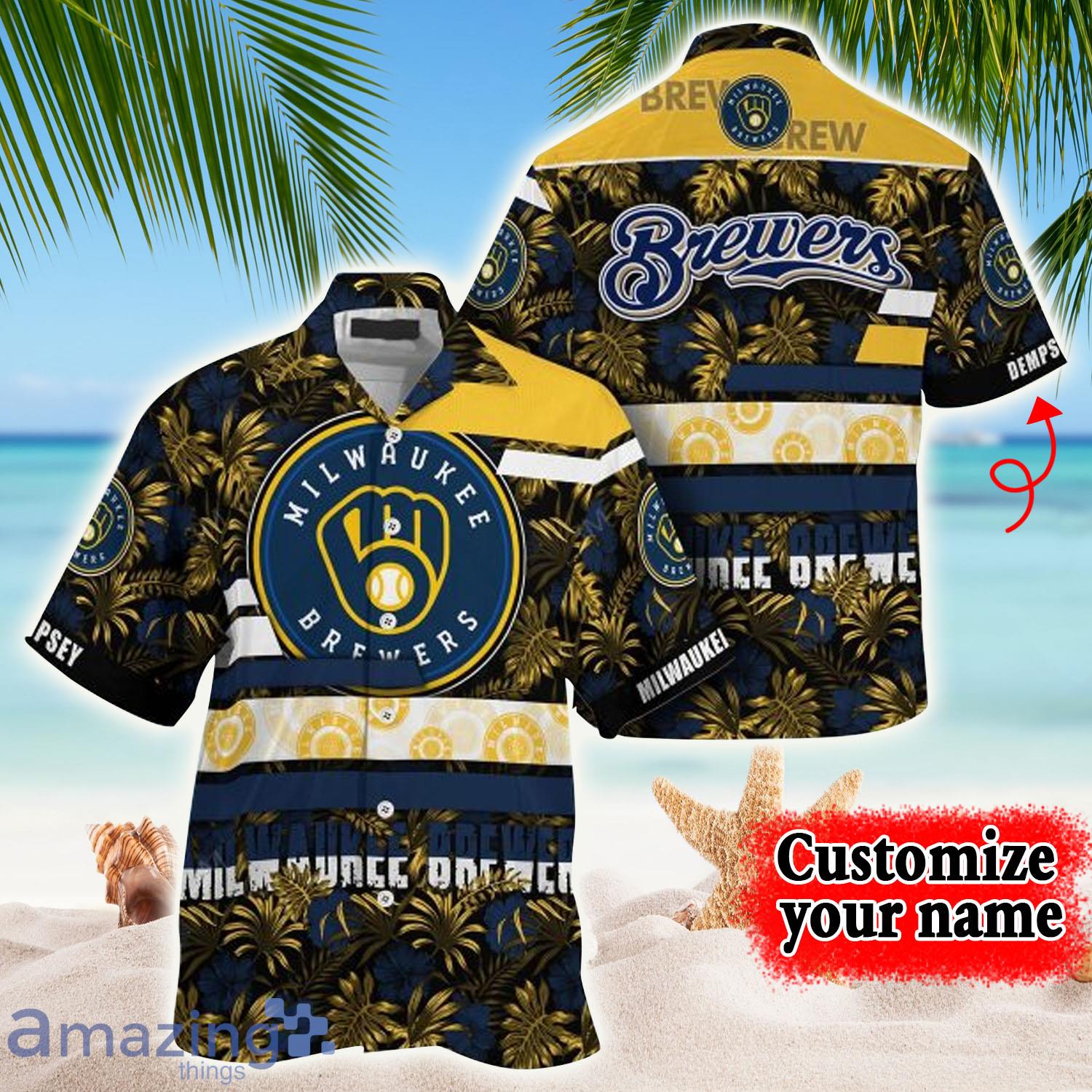 Milwaukee Brewers MLB Vintage Palm Tree Pattern Hawaii Shirt For