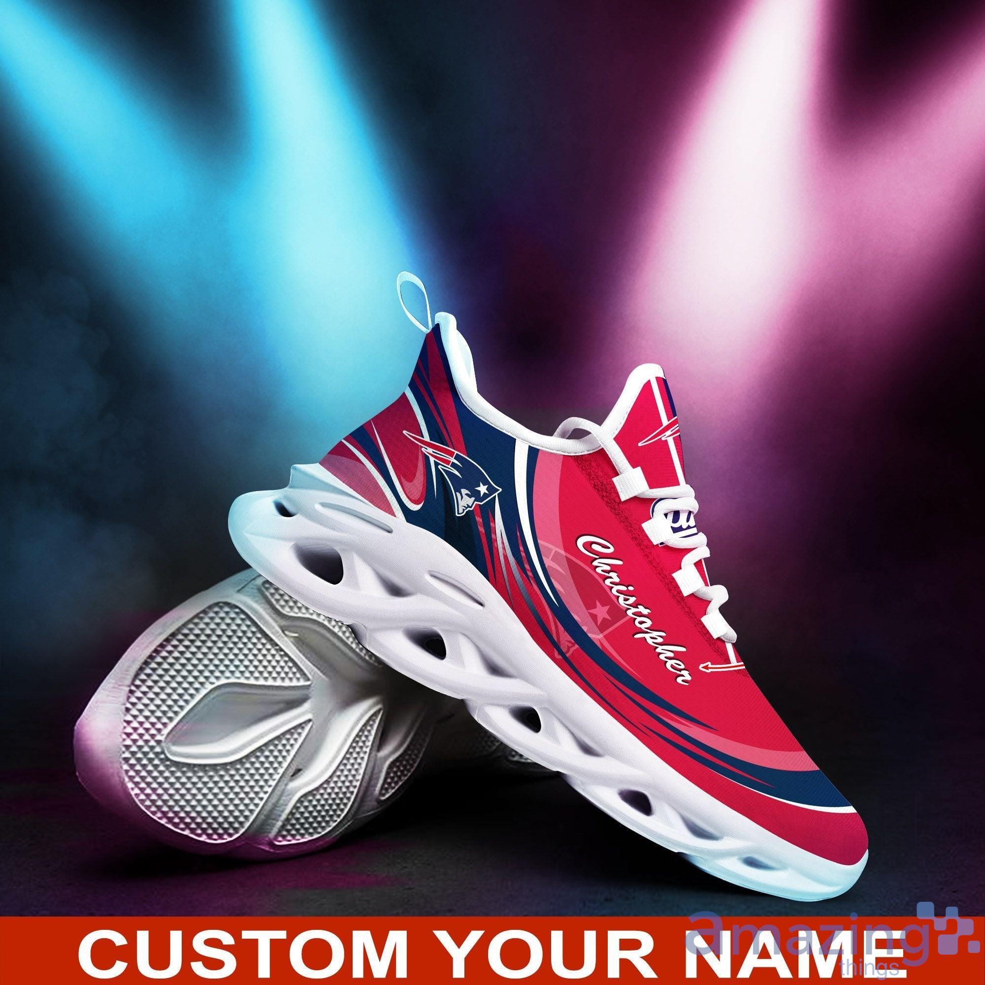 New England Patriots Max Soul Sneaker Running Shoes Custom Name Product Photo 1