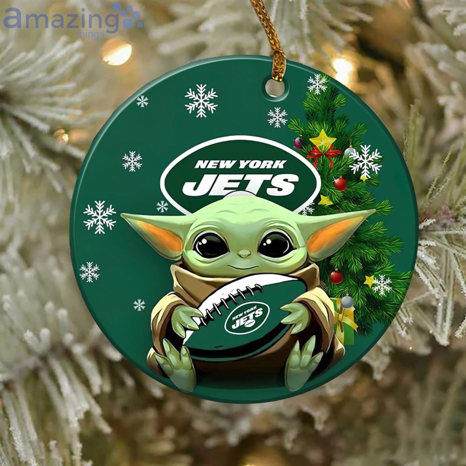 New York Jets Baby Yoda NFL Football Christmas Ornament Cute
