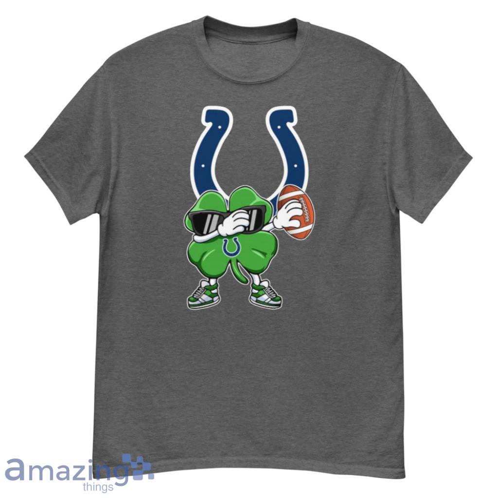 NFL Indianapolis Colts Football Dabbing Four Leaf Clover St. Patrick’s Day For Fans T Shirt - G500 Men’s Classic T-Shirt-1