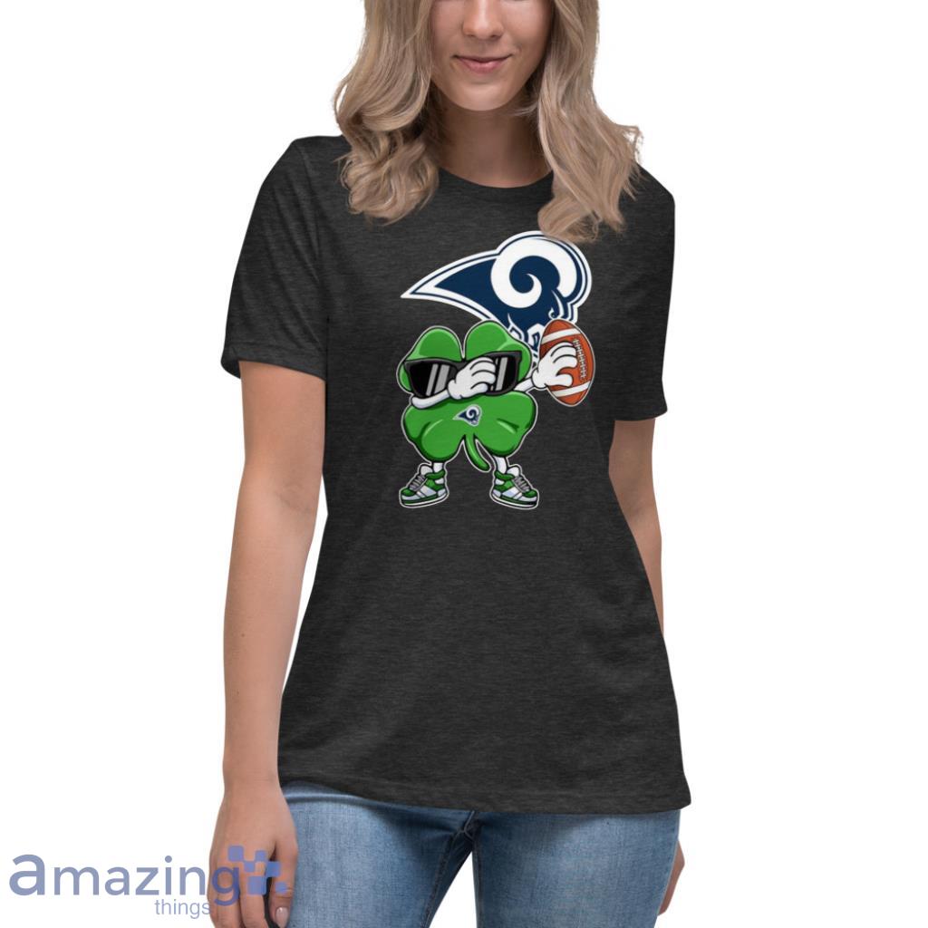 NFL Los Angeles Rams Football Dabbing Four Leaf Clover St. Patrick’s Day For Fans T Shirt image NFL Los Angeles Rams Football Dabbing Four Leaf Clover St. Patrick’s Day For Fans T Shirt - Womens Relaxed Short Sleeve Jersey Tee-1