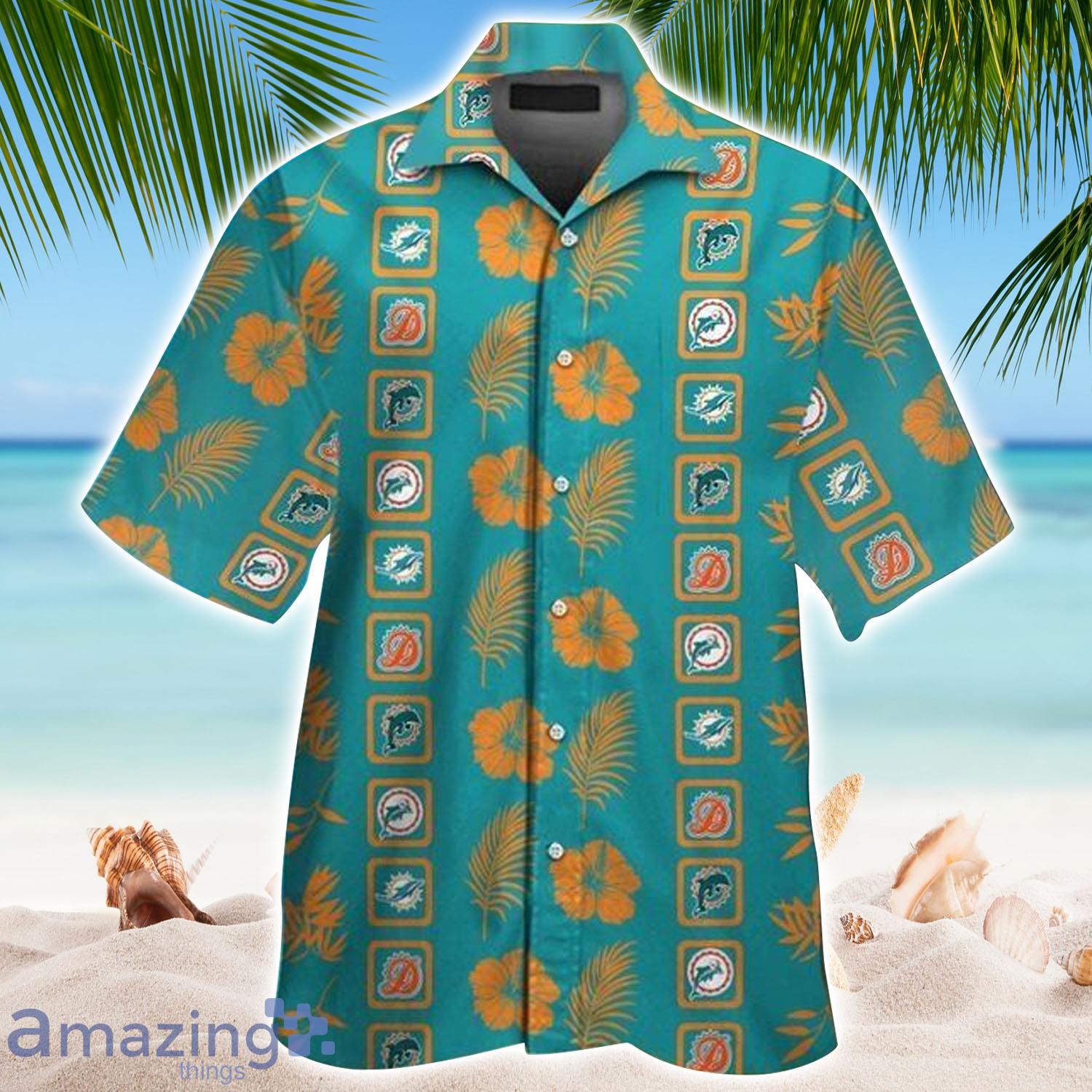 NFL Miami Dolphins Hawaiian Shirt Button Up Tropical Aloha