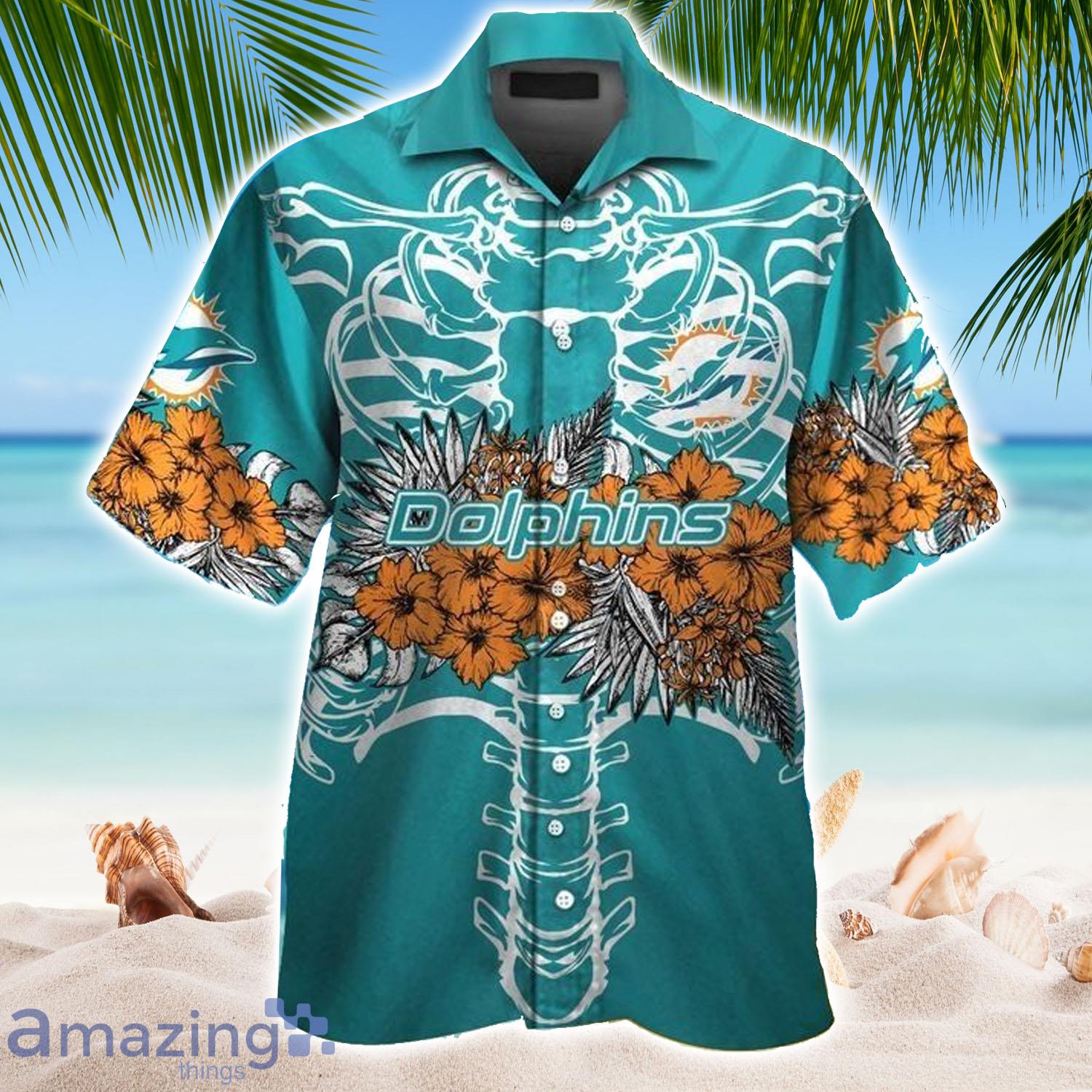 NFL Miami Dolphins Button Up Tropical Aloha Hawaiian Shirt