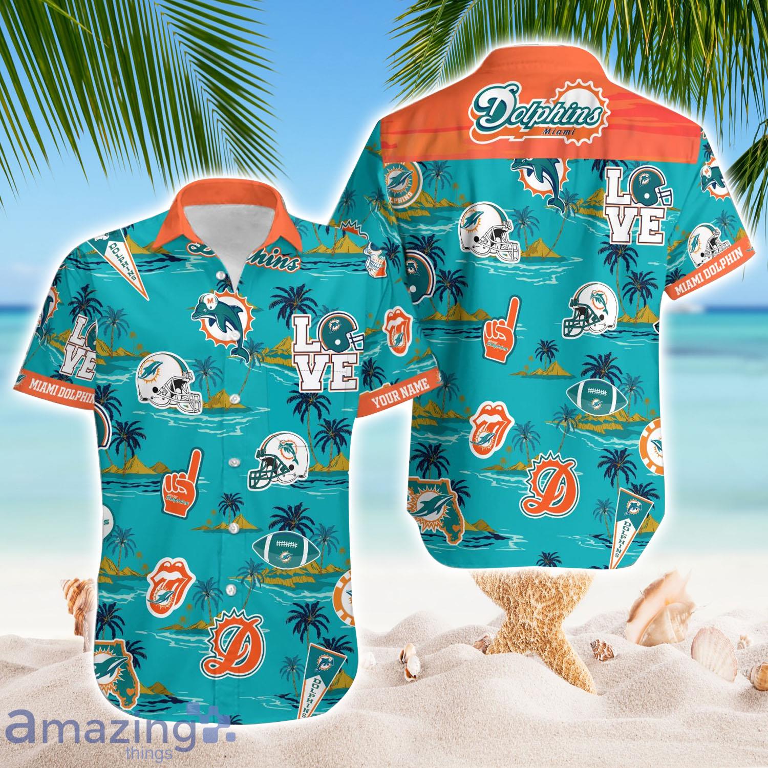 Miami Dolphins Hawaiian Shirt NFL Football Print Custom Name Aloha