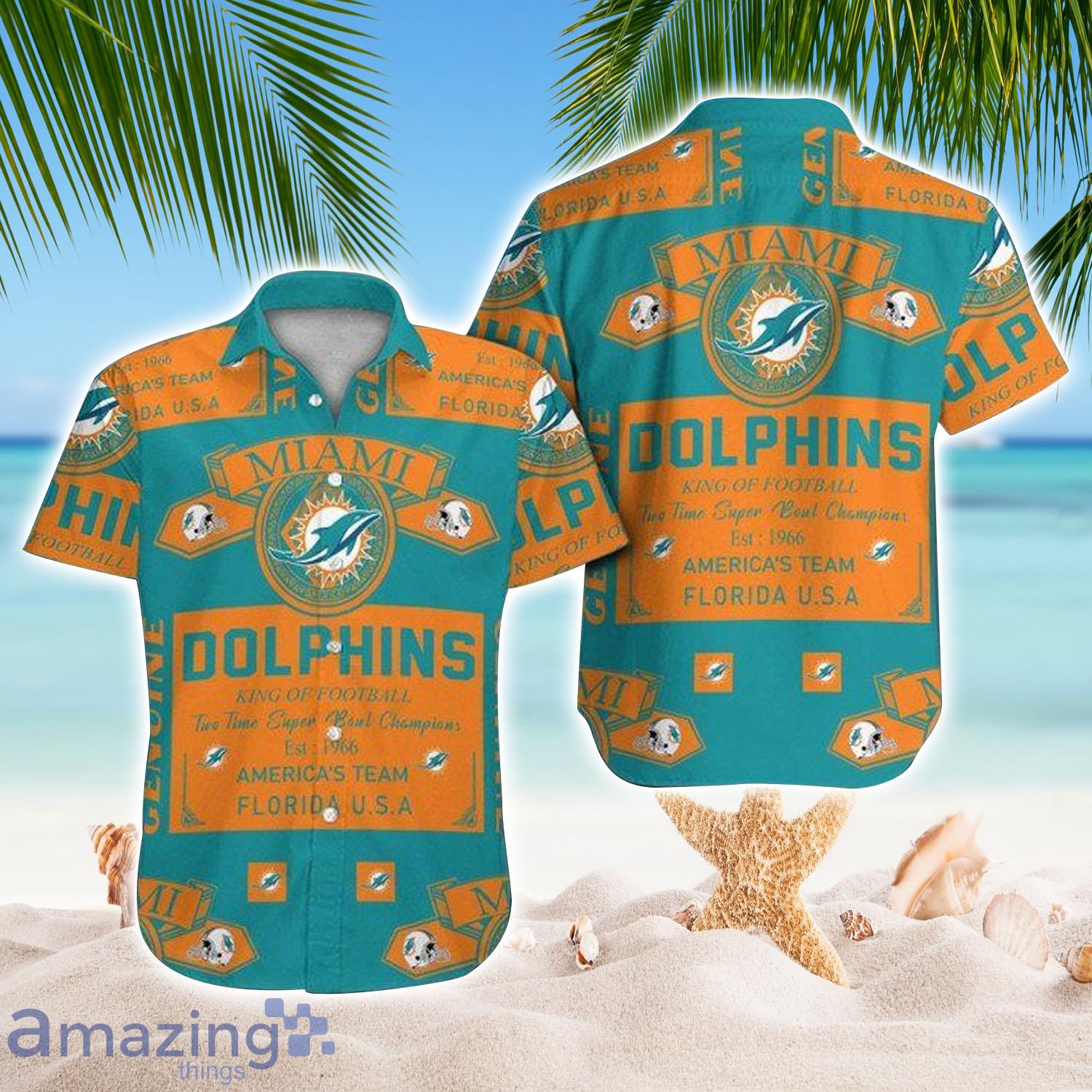 NFL Miami Dolphins Button Up Tropical Aloha 8 Hawaiian Shirt