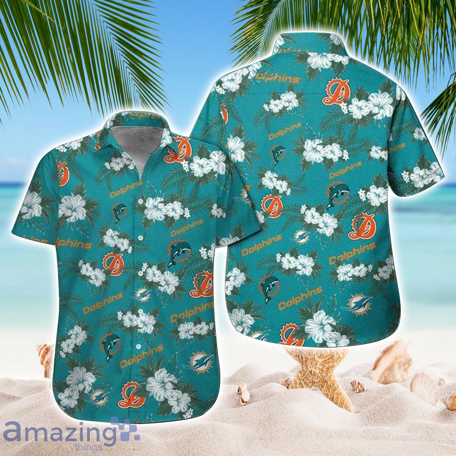 NFL Miami Dolphins Hawaiian Shirt Short Sleeve Button Up Tropical