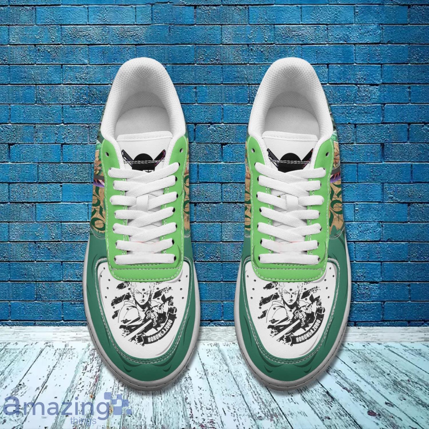 Cool Roronoa Zoro Custom One Piece Anime For Fans Green Air Force Shoes