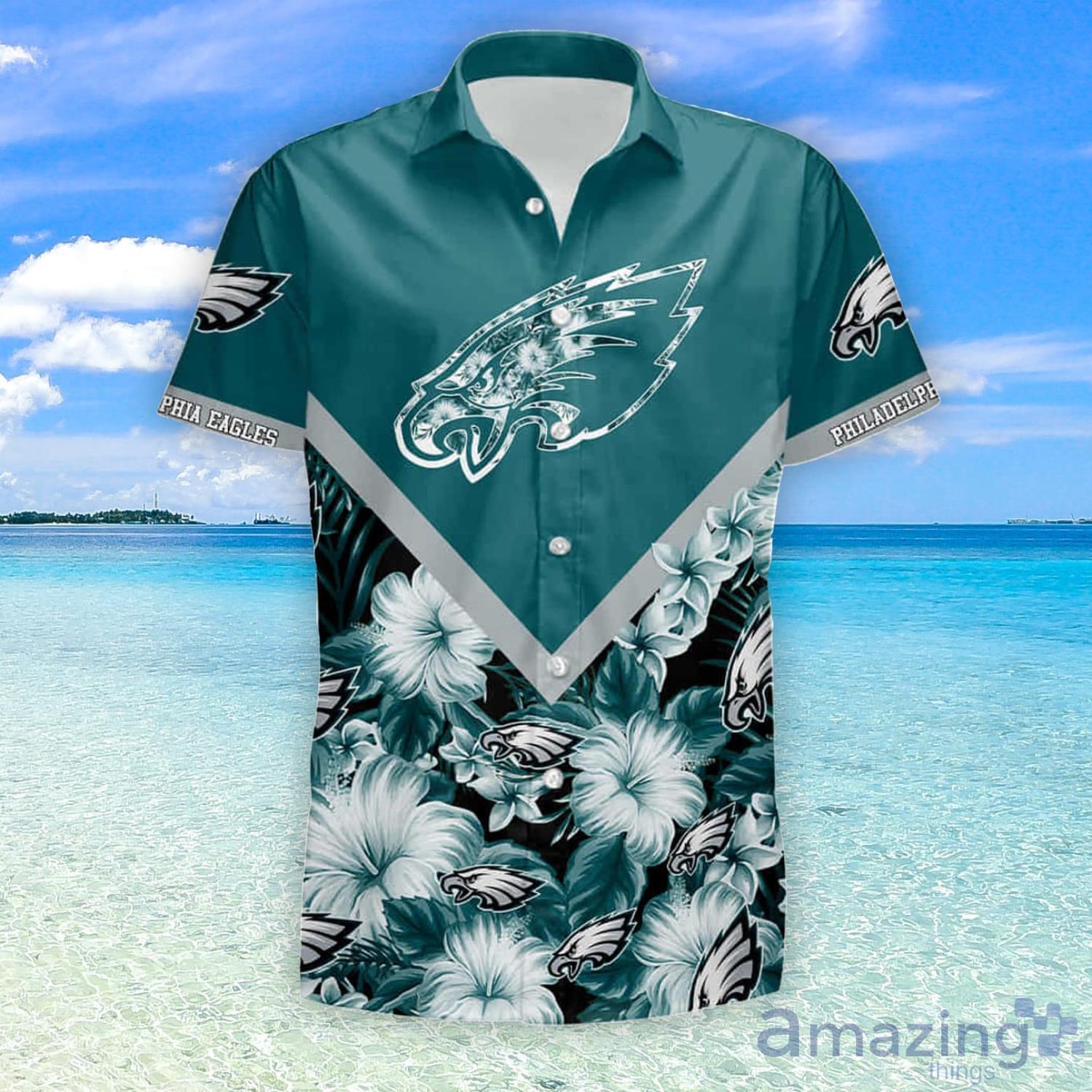 Personalized And Number Philadelphia Eagles And Floral Hawaii Summer  Hawaiian Shirt