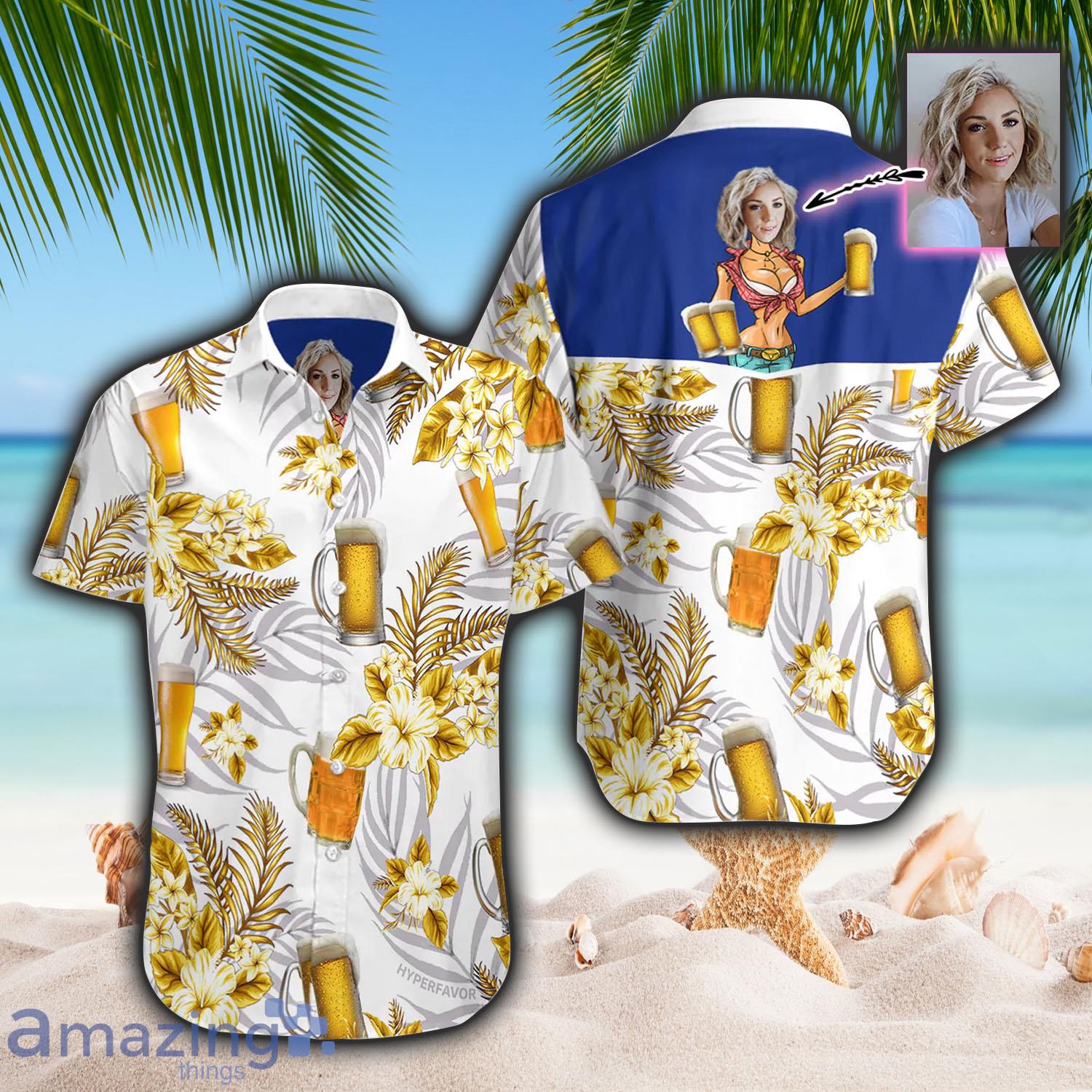 Personalized My Sexy Beer Girl Yellow Custom Hawaiian Shirt - Personalized My Sexy Beer Girl Yellow Custom Hawaiian Shirt