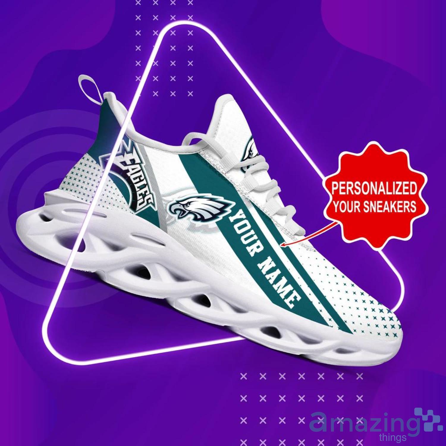 Custom Name NFL Chunky Sneakers Philadelphia Eagles Logo Max Soul