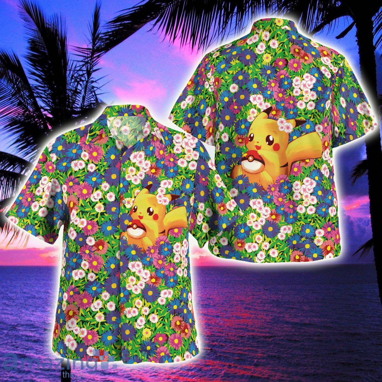 Pikachu Summer Flowers Beach New Pokemon Hawaiian Shirt - Pikachu Summer Flowers Beach New Pokemon Hawaiian Shirt