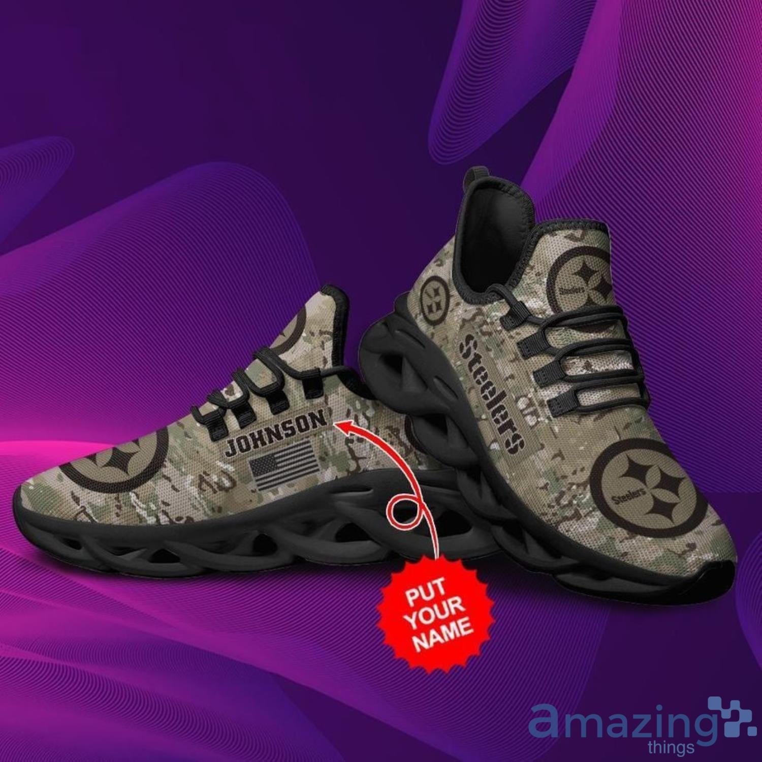 Pittsburgh Steelers Camouflage Custom Name Max Soul Sneaker Running Shoes Product Photo 1