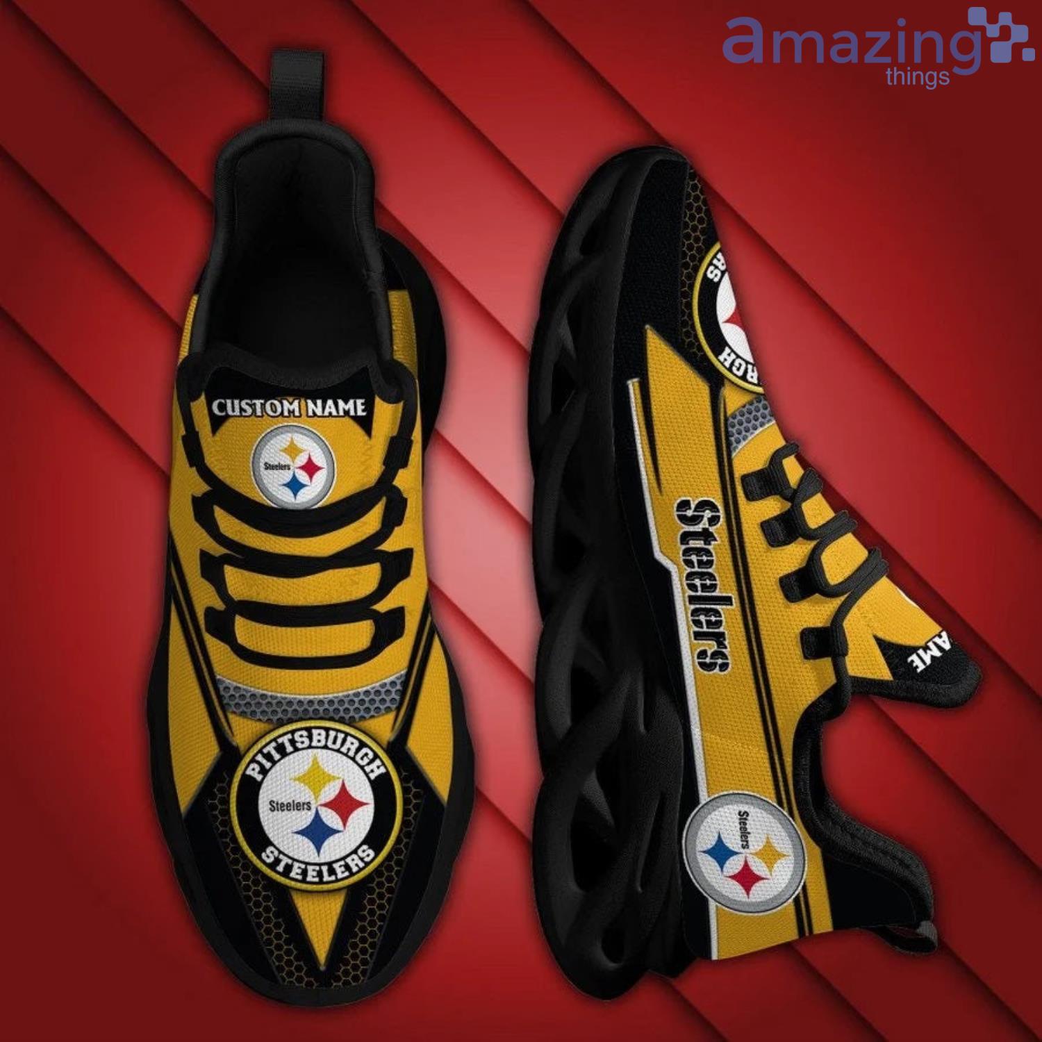 Pittsburgh Steelers Color Striped Sneakers Max Soul Shoes For Men