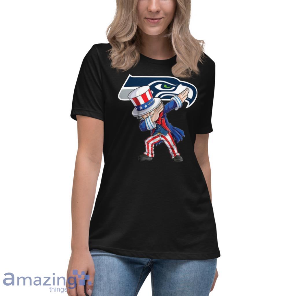 Seattle Seahawks NFL Football Dabbing Uncle Sam The Fourth of July For Fans T Shirt image Seattle Seahawks NFL Football Dabbing Uncle Sam The Fourth of July For Fans T Shirt - Womens Relaxed Short Sleeve Jersey Tee