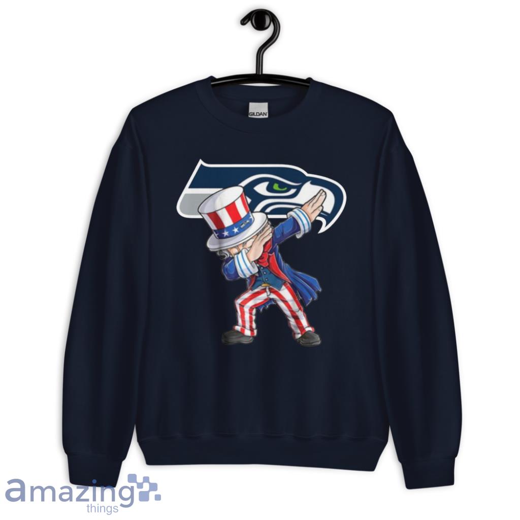 Seattle Seahawks NFL Football Dabbing Uncle Sam The Fourth of July For Fans T Shirt image Seattle Seahawks NFL Football Dabbing Uncle Sam The Fourth of July For Fans T Shirt - Unisex Crewneck Sweatshirt-1