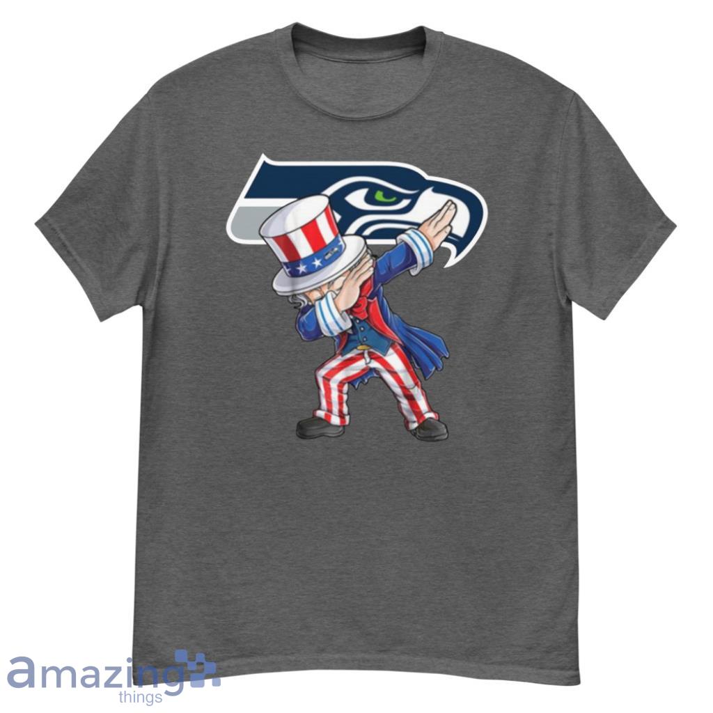 Seattle Seahawks NFL Football Dabbing Uncle Sam The Fourth of July For Fans T Shirt - G500 Men’s Classic T-Shirt-1