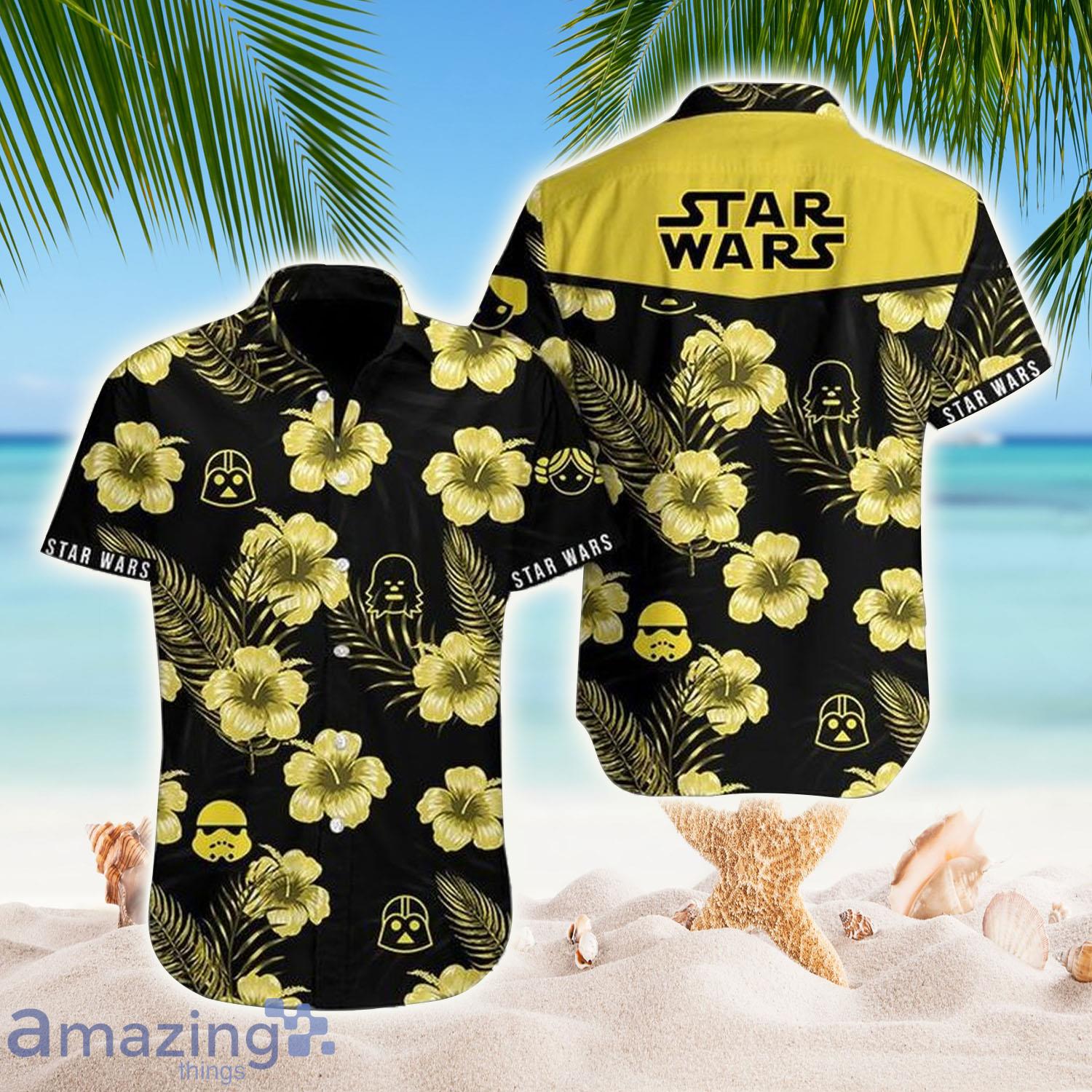 Star Wars Yellow Flowers Black Hawaiian Shirt - Star Wars Yellow Flowers Black Hawaiian Shirt