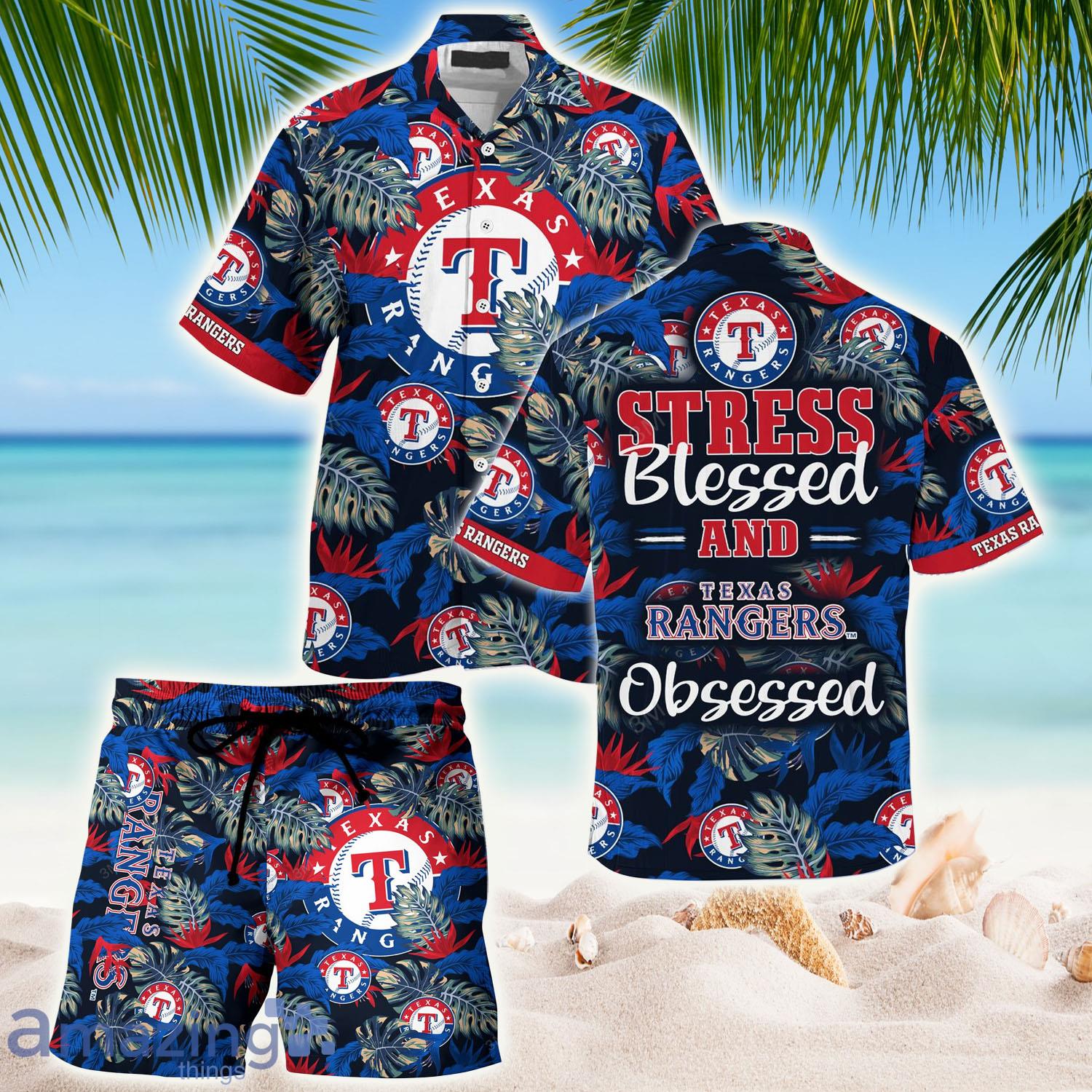 Texas Rangers MLB-Summer Hawaiian Shirt And Shorts - Texas Rangers MLB-Summer Hawaiian Shirt And Shorts