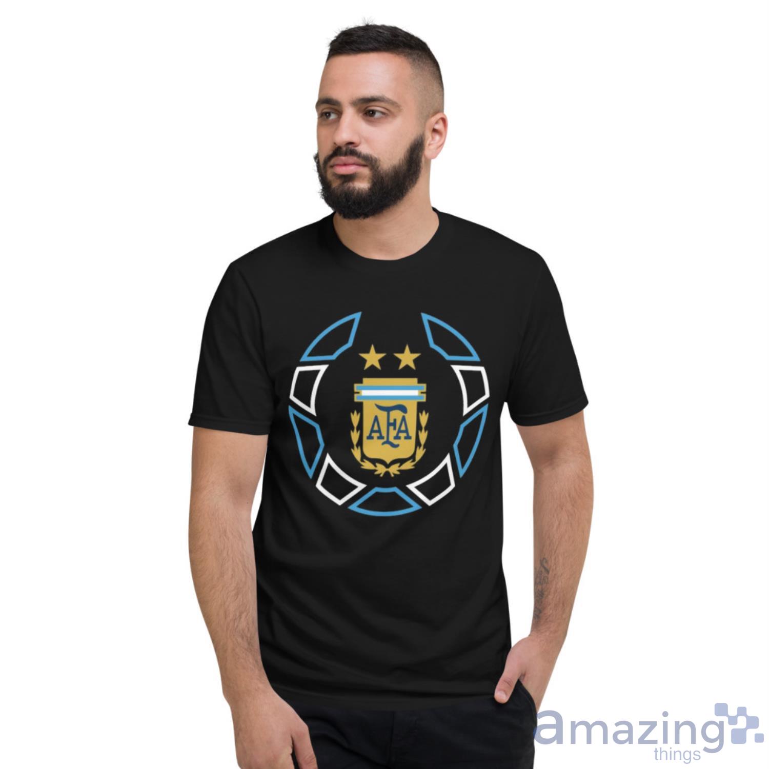 World cup 2022 Argentina national team ball crest black t shirt image World cup 2022 Argentina national team ball crest black t-shirt - Short Sleeve T-Shirt