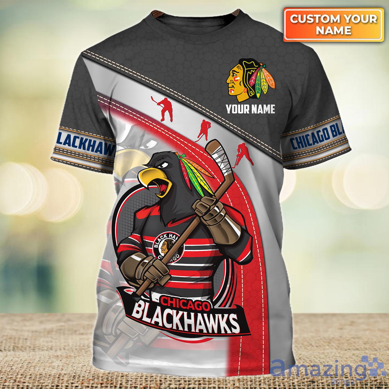 Chicago Blackhawks Personalized Name 3D Tshirt Best Gift For Men And Women Fan image Chicago Blackhawks Personalized Name 3D Tshirt Best Gift For Men And Women Fan Product Photo 2