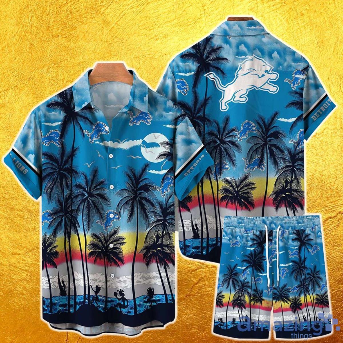 Detroit Lions NFL Hawaiian Shirt And Short Tropical Pattern This Summer Shirt New Gift For Best Fan Product Photo 1