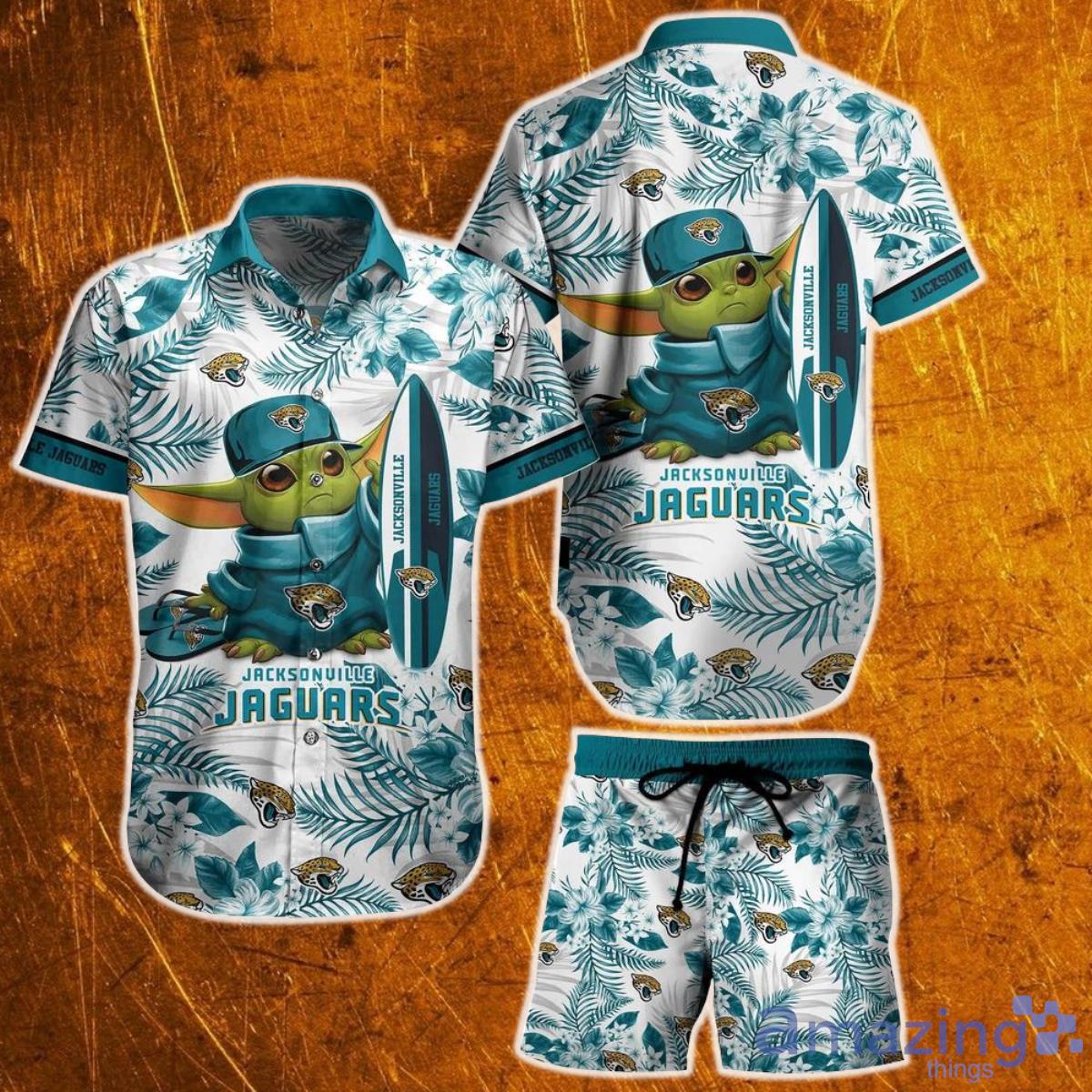 Jacksonville Jaguars Nfl Baby Yoda Hawaiian Shirt And Short Style Tropical Pattern Summer Product Photo 1