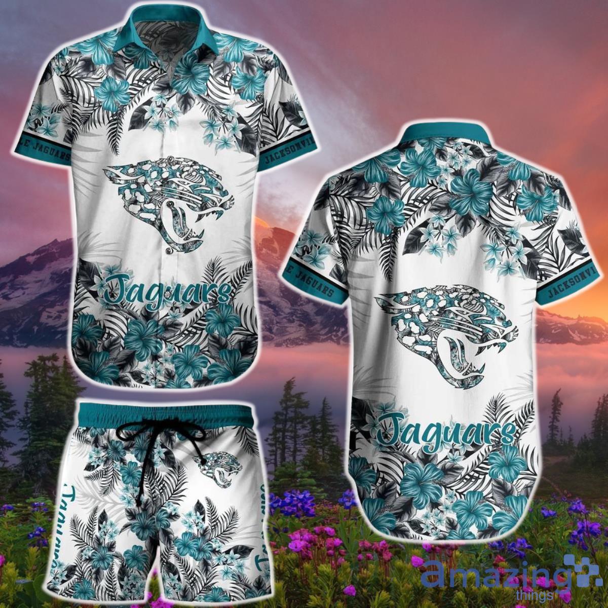 Jacksonville Jaguars Nfl Hawaiian Shirt And Short Graphic Flower Tropical Pattern Summers Product Photo 1