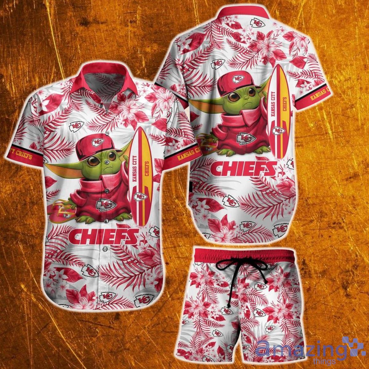 Kansas City Chiefs Nfl Baby Yoda Hawaiian Shirt And Short Style Tropical Pattern Summer Product Photo 1