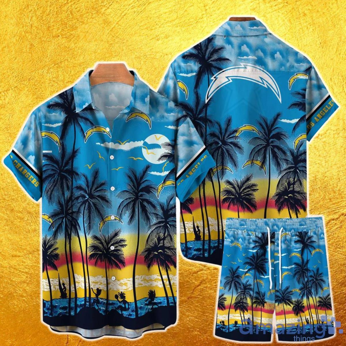 Los Angeles Chargers NFL Hawaiian Shirt And Short Tropical Pattern This Summer Shirt New Gift For Best Fan Product Photo 1