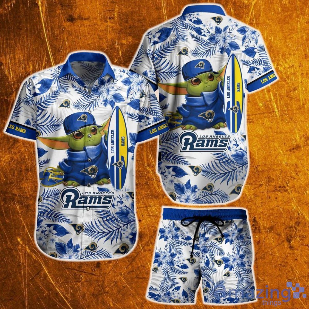 Los Angeles Rams NFL Baby Yoda Hawaiian Shirt And Short Style Tropical Pattern Summer Best Gift For Fan Product Photo 1
