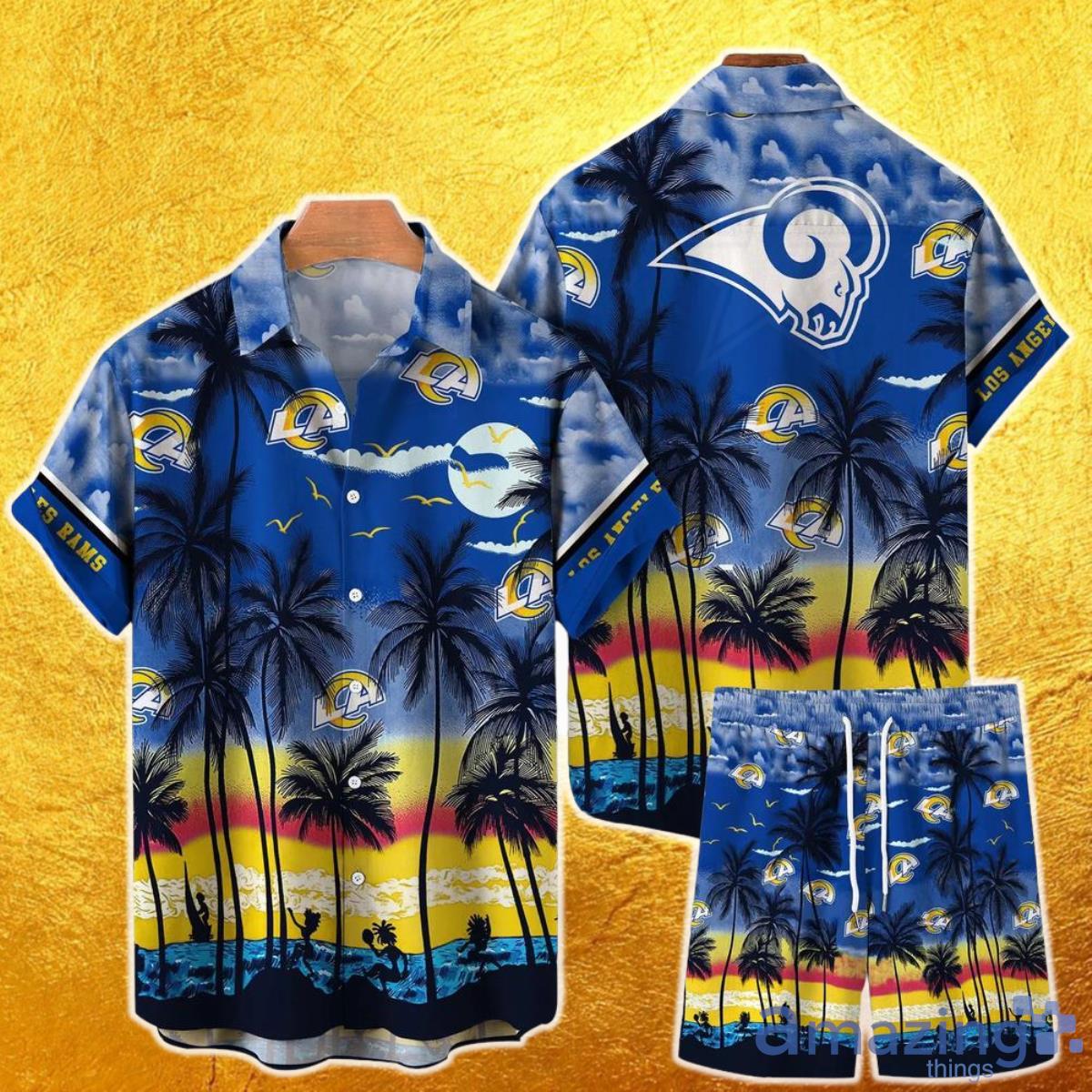 Los Angeles Rams NFL Hawaiian Shirt And Short Tropical Pattern This Summer Shirt New Gift For Best Fan Product Photo 1