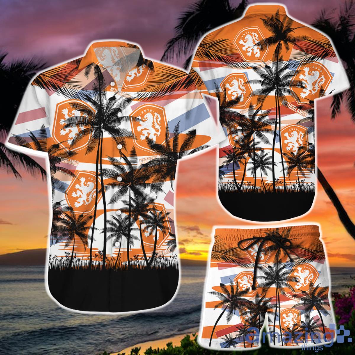 Netherlands Coconut Pattern Hawaiian Soccer Team World Cup 2022 Qatar Champions Football Shirt And Short Product Photo 1
