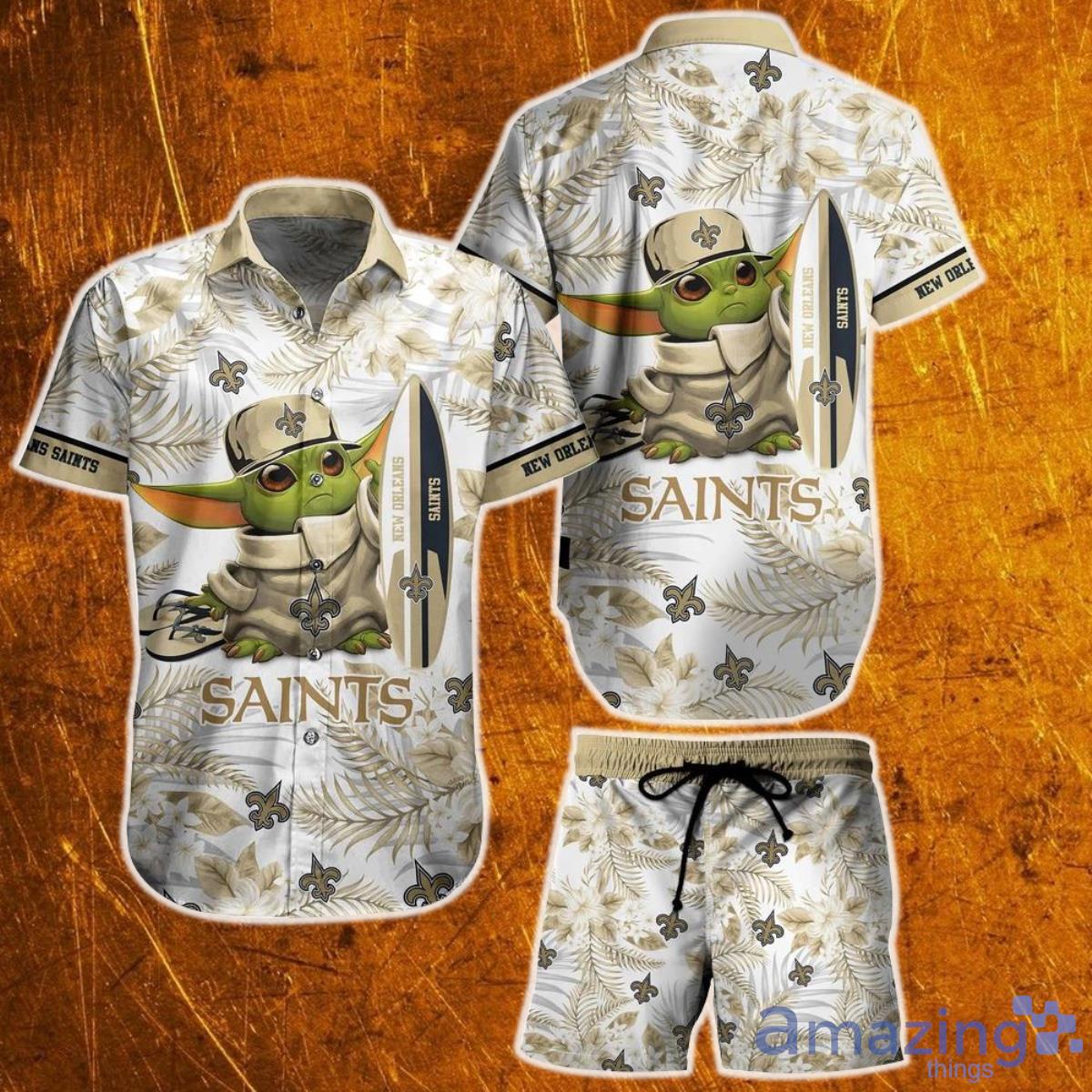 New Orleans Saints NFL Baby Yoda Hawaiian Shirt And Short Style Tropical Pattern Summer Best Gift For Fan Product Photo 1