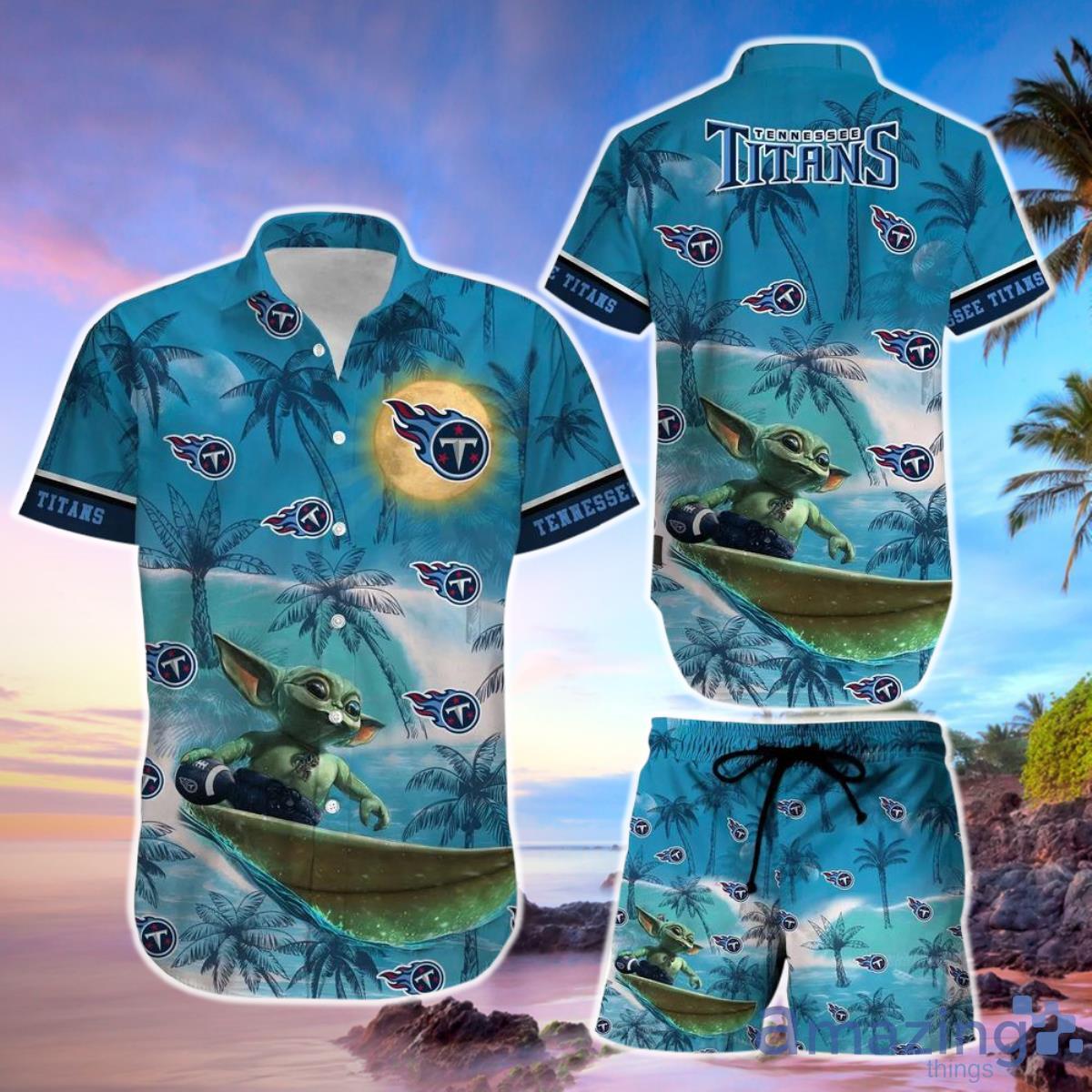 Tennessee Titans Footbal NFL Baby Yoda Hawaiian Shirt And Short Style Summer Gift For Men Women Product Photo 1