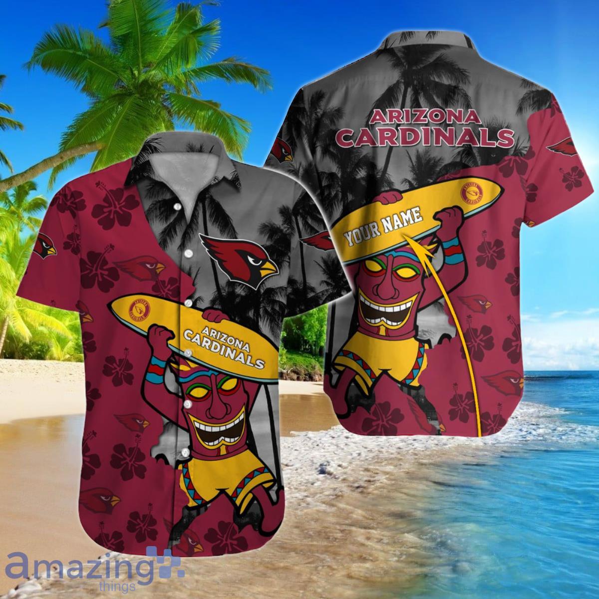Arizona Cardinals NFL Football Custom Name Hawaiian Shirt Style Gift For Real Fans Product Photo 1