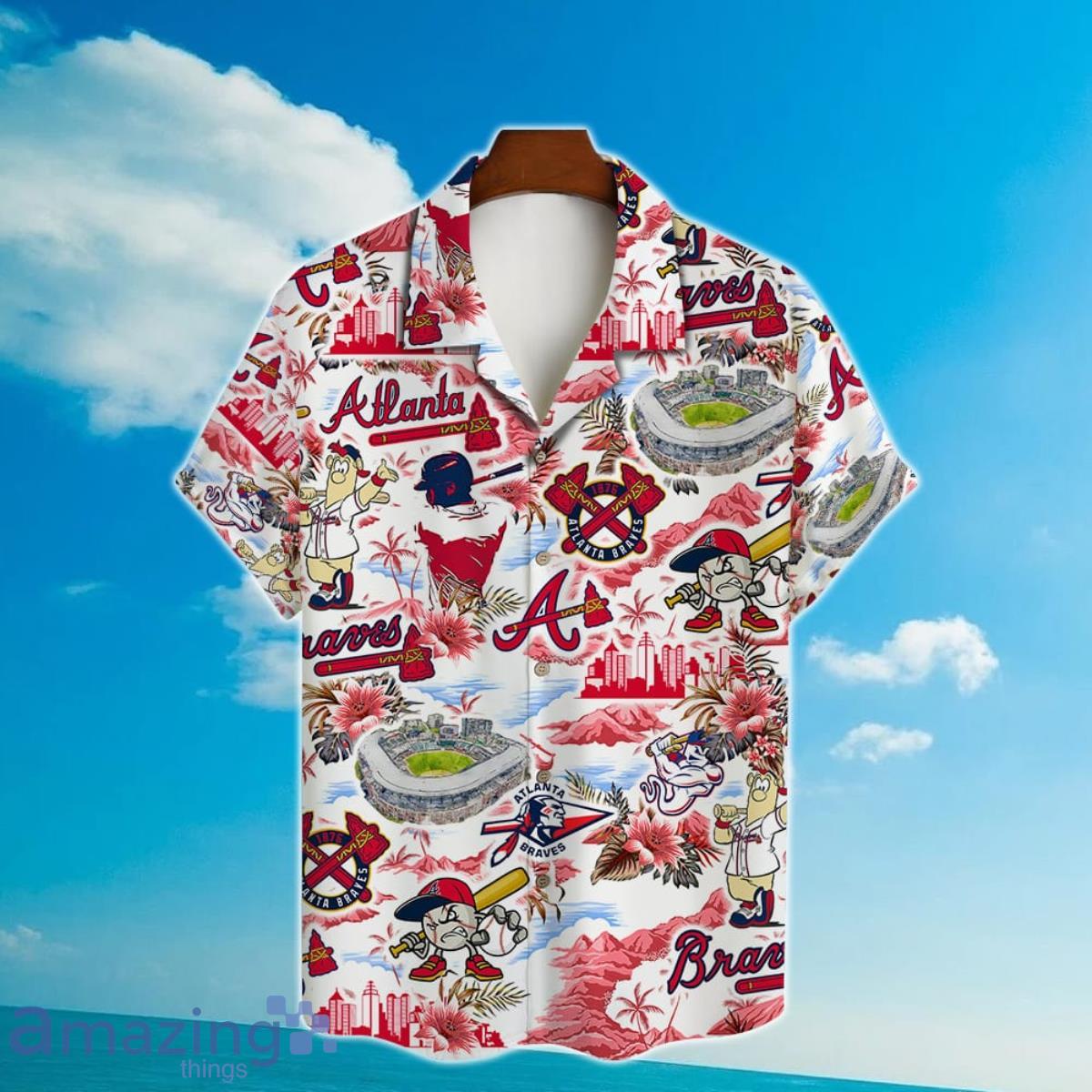 Atlanta Braves Baseball Pattern On White Background Print Hawaiian