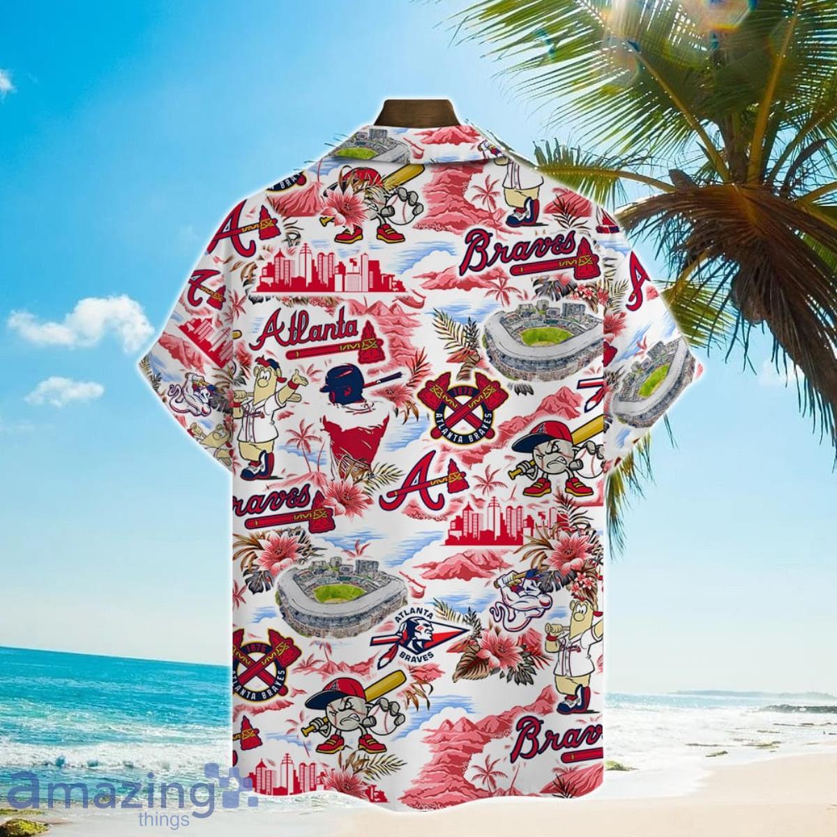 Atlanta Braves Baseball Pattern On White Background Print Hawaiian