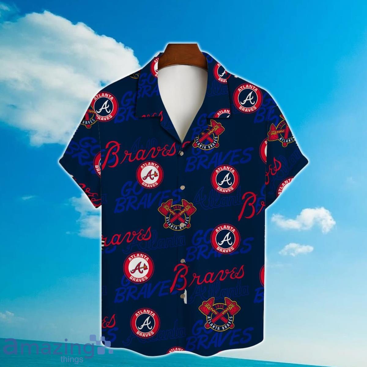 Atlanta Braves Major League Baseball Simple Pattern 3D Print Hawaiian Shirt Gift For Fans Product Photo 2