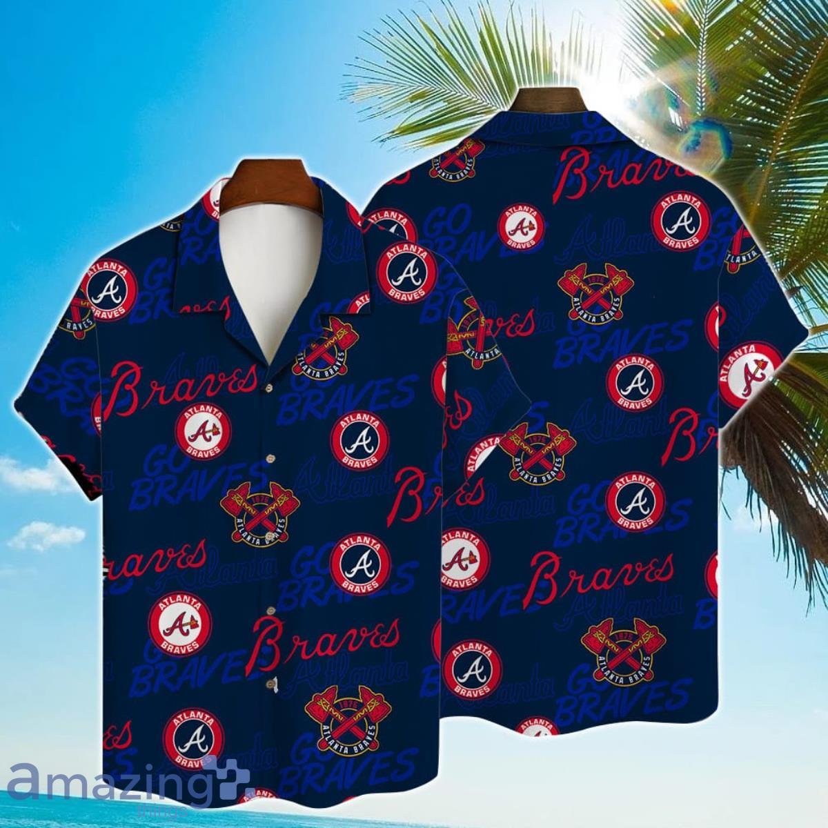 Atlanta Braves Major League Baseball Simple Pattern 3D Print Hawaiian Shirt Gift For Fans Product Photo 1