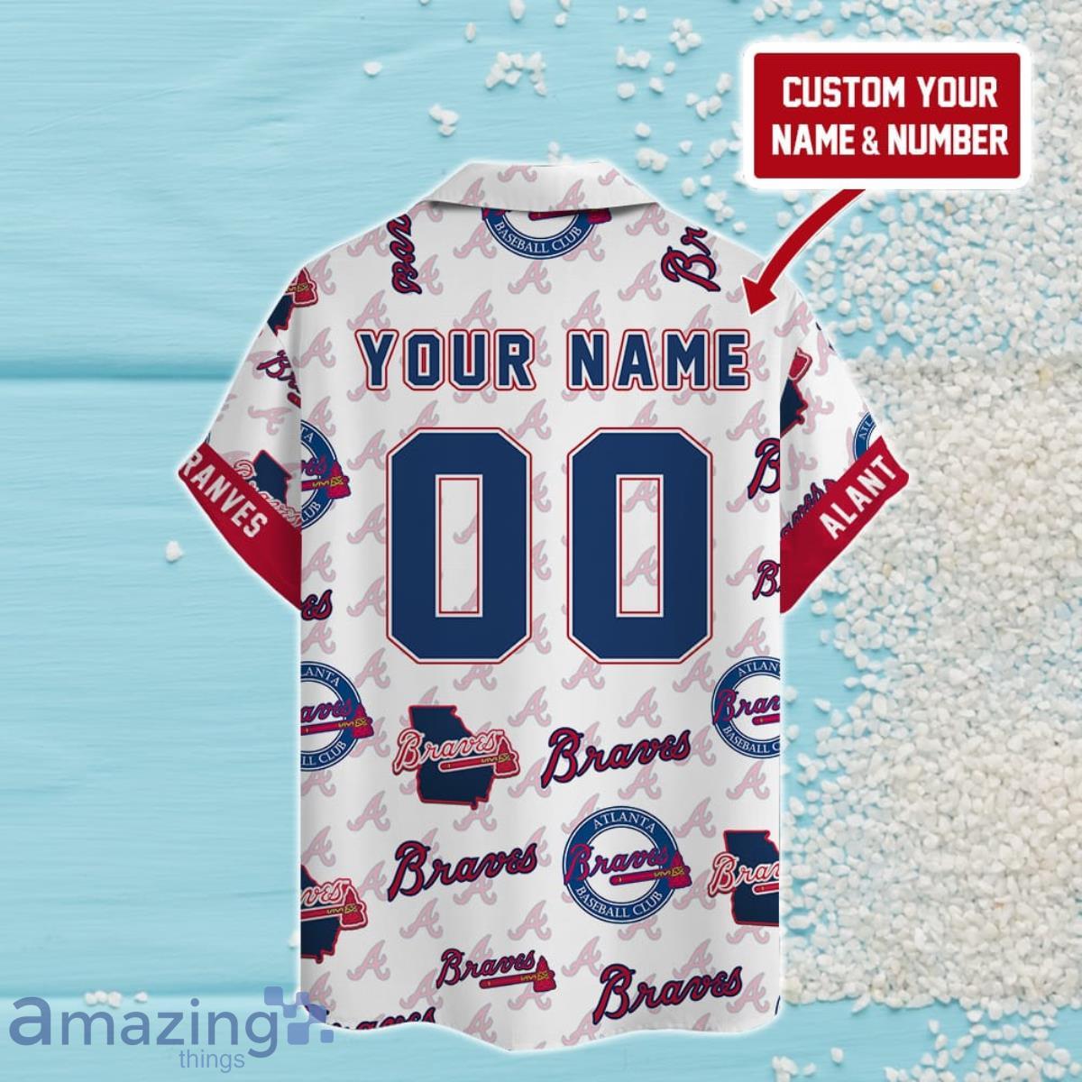 Custom Name And Number Atlanta Braves Baseball Cool Short Sleeve 3D  Hawaiian Shirt Summer Gift