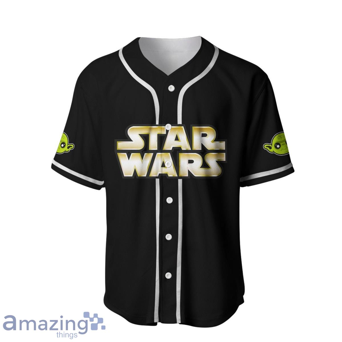 Baby Yoda Star Wars Green Black Disney Baseball Jersey Product Photo 2