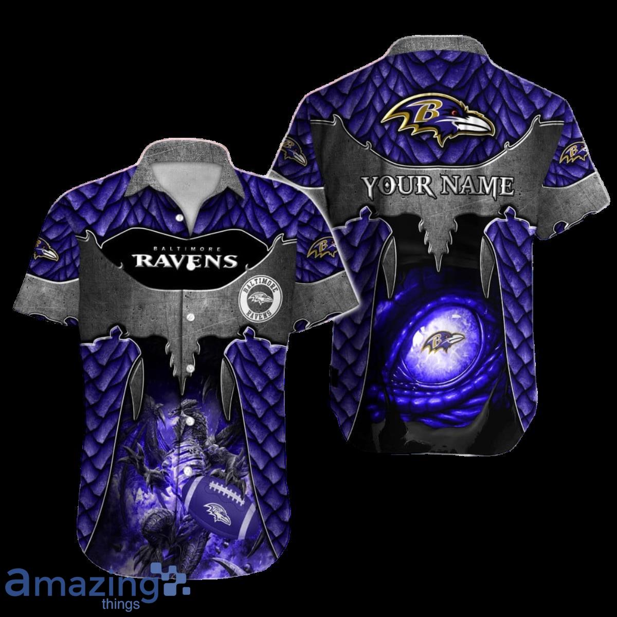 Baltimore Ravens NFL Football Custom Name Hawaiian Shirt Ideal Gift For Men  And Women Fans