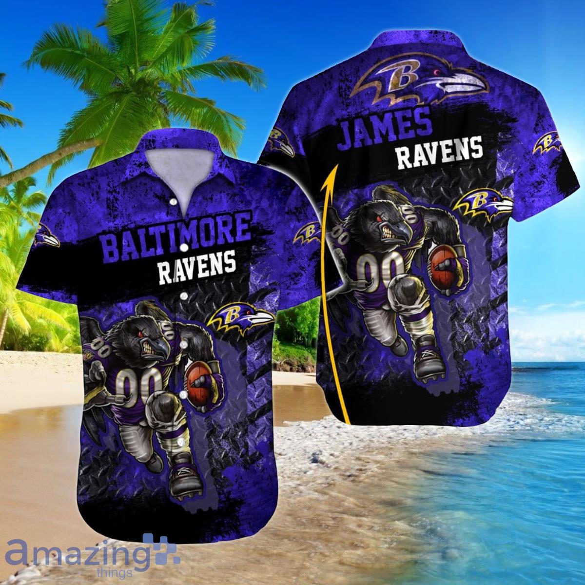 Baltimore Ravens NFL Football Custom Name Hawaiian Shirt For Men Women Gift For Fans Product Photo 1