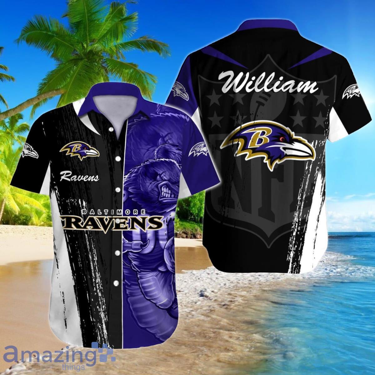 Baltimore Ravens Custom Name NFL Hawaiian Shirt And Shorts Gift