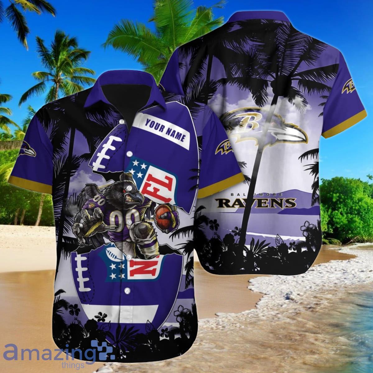 Baltimore Ravens NFL Football Custom Name Hawaiian Shirt Unique