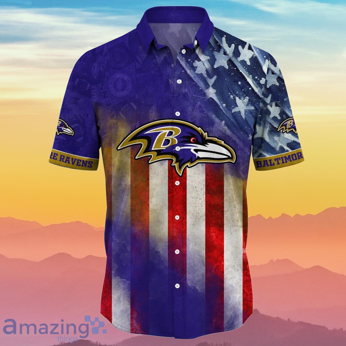 Baltimore Ravens NFL Hawaiian Shirt 4th Of July Independence Day Best Gift For Men And Women Fans image Baltimore Ravens NFL Hawaiian Shirt 4th Of July Independence Day Best Gift For Men And Women Fans Product Photo 2