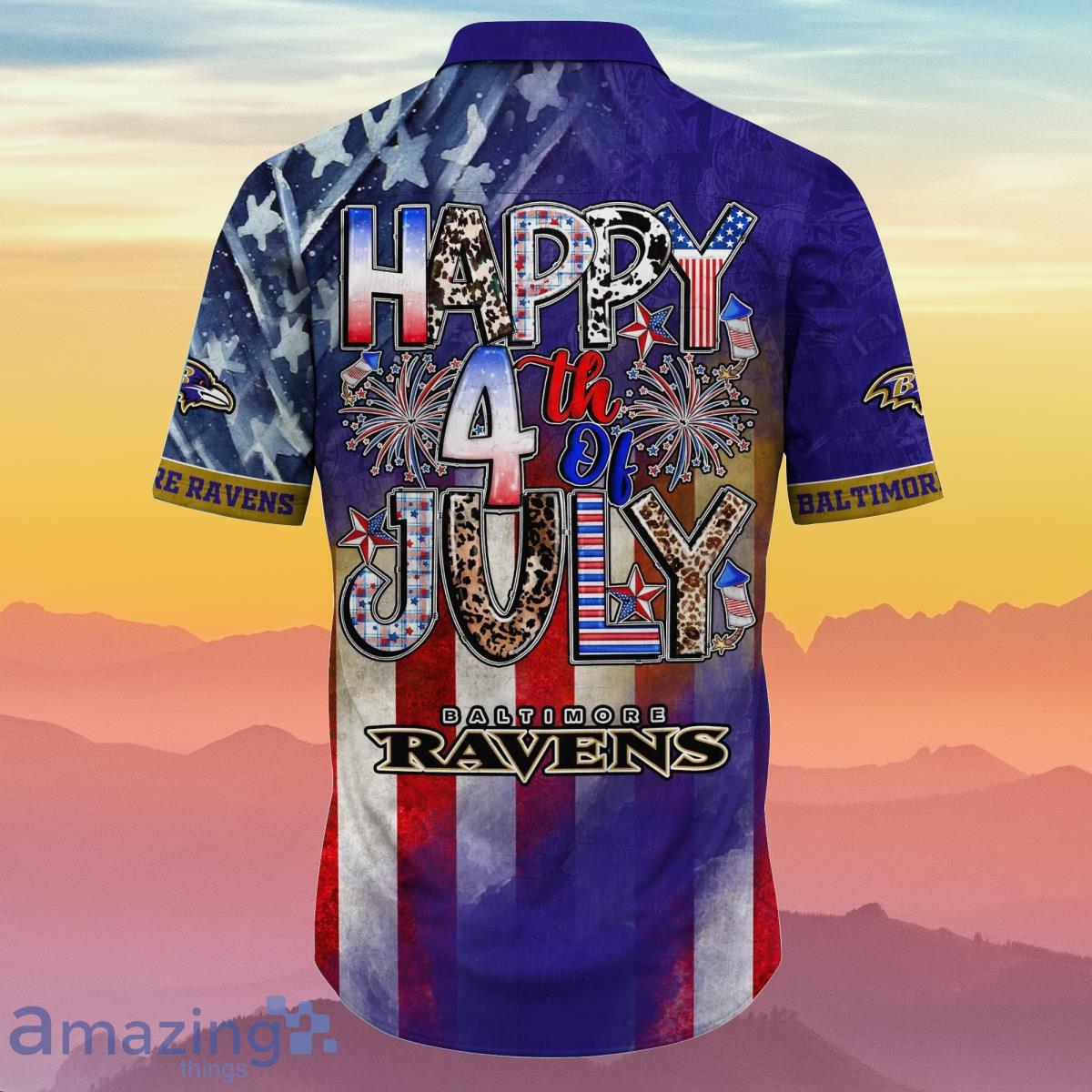 Baltimore Ravens NFL Hawaiian Shirt 4th Of July Independence Day Best Gift For Men And Women Fans image Baltimore Ravens NFL Hawaiian Shirt 4th Of July Independence Day Best Gift For Men And Women Fans Product Photo 3