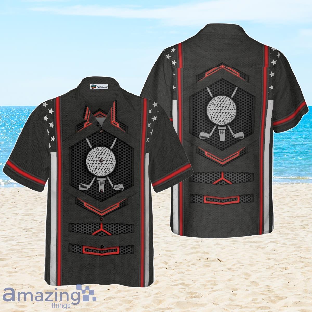 Black American Flag Golf Hawaiian Shirt Gift For Men And Women Product Photo 1