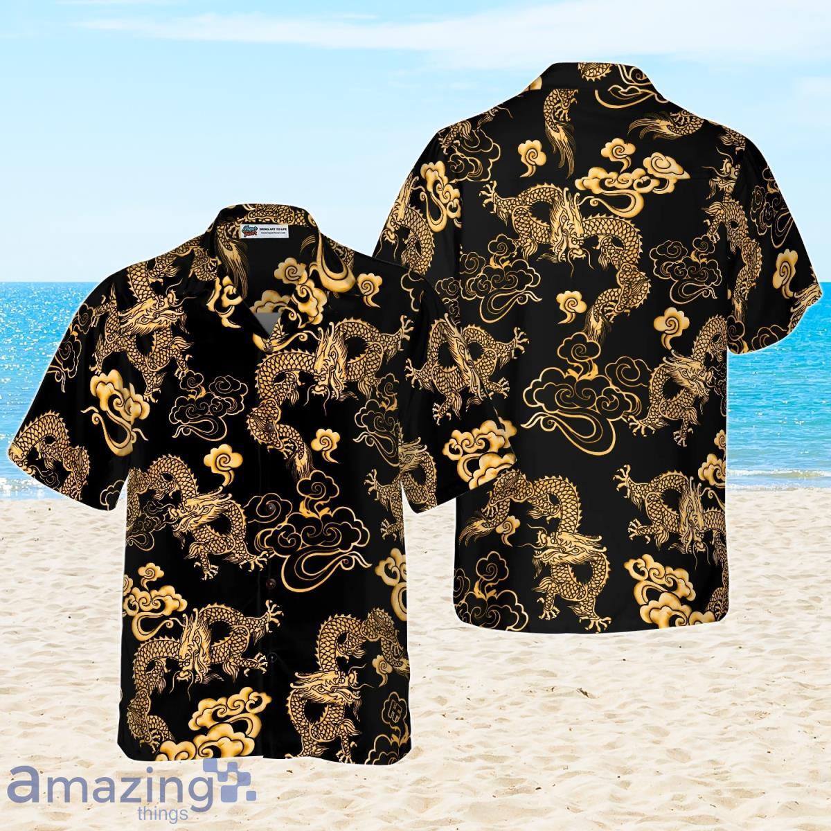 Black Gold Oriental Dragon Hawaiian Shirt For Men And Women Product Photo 1