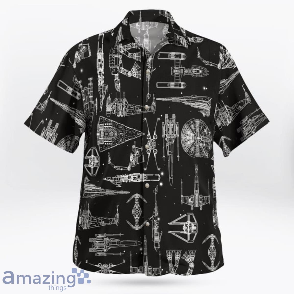 Black Star Wars Space Ship Pattern Hawaiian Shirt Product Photo 1
